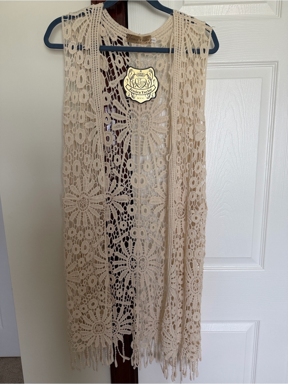 Beige Crochet Fringe Skirt Cover-Up by Jessica Taylor